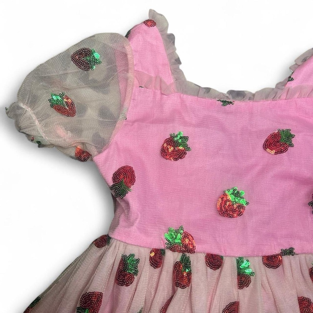 Lola + The Boys Pink Strawberry Sequin Tulle Dress - Picture 4 of 8